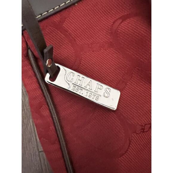 Chaps By Ralph Lauren Monogram Canvas And Faux Leather Crossbody Red Purse/Bag - Picture 4 of 8
